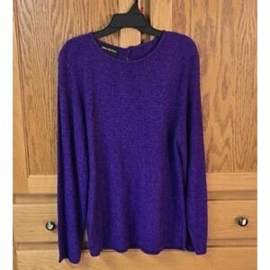 Sarah Arizona Purple Long Sleeve Round Neck 100% Rayon Dressy Sweater Classic